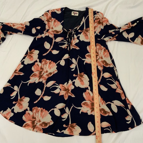 Show Me Your Mumu Sz Small Thunder Bird Dress Floral Mini Navy Blue Pink Lined - Picture 14 of 14